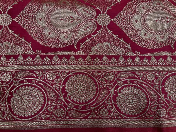 Bridal Red Banarasi Silk Saree with Heavy Gold Zari Border