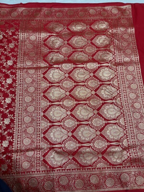 Classic Red Banarasi Silk Saree with Rich Gold Zari Border