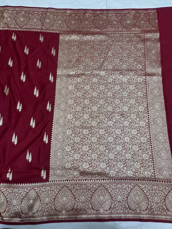 Bridal Red Banarasi Silk Saree with Heavy Gold Zari Pallu