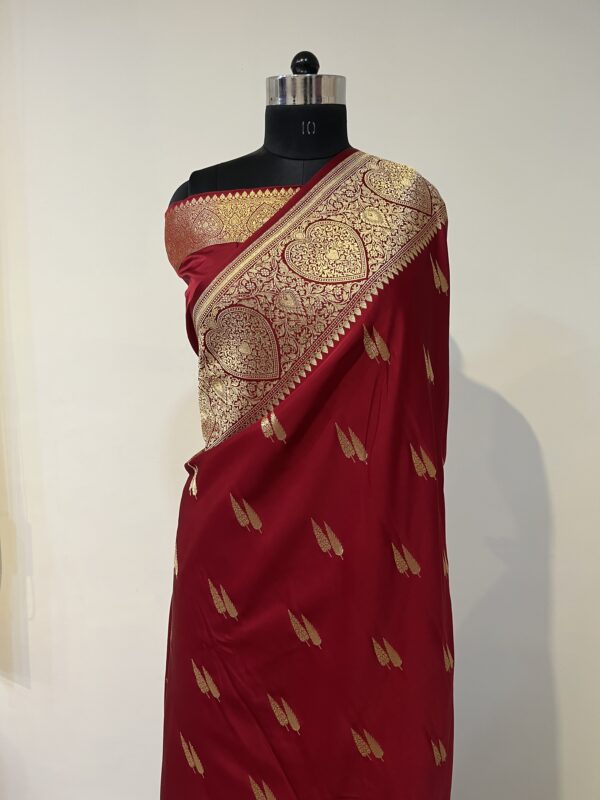Bridal Red Banarasi Silk Saree with Heavy Gold Zari Pallu